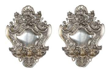 Pair of Silver Plate Wall Sconces